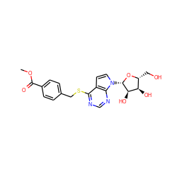 COC(=O)c1ccc(CSc2ncnc3c2ccn3[C@@H]2O[C@H](CO)[C@@H](O)[C@H]2O)cc1 ZINC000040420490