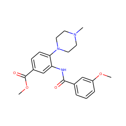 COC(=O)c1ccc(N2CCN(C)CC2)c(NC(=O)c2cccc(OC)c2)c1 ZINC000006700884