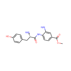 COC(=O)c1ccc(NC(=O)[C@@H](N)Cc2ccc(O)cc2)c(N)c1 ZINC000299859050