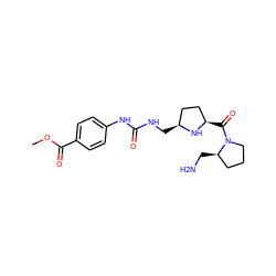 COC(=O)c1ccc(NC(=O)NC[C@H]2CC[C@@H](C(=O)N3CCC[C@H]3CN)N2)cc1 ZINC000024803068