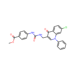 COC(=O)c1ccc(NC(=O)NCc2cn(-c3ccccc3)c3cc(Cl)ccc3c2=O)cc1 ZINC000096170296