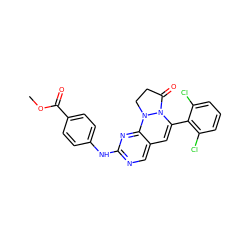 COC(=O)c1ccc(Nc2ncc3c(n2)N2CCC(=O)N2C(c2c(Cl)cccc2Cl)=C3)cc1 ZINC000036187651