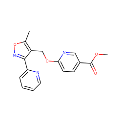 COC(=O)c1ccc(OCc2c(-c3ccccn3)noc2C)nc1 ZINC000143147328