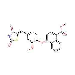 COC(=O)c1ccc(Oc2ccc(/C=C3\SC(=O)NC3=O)cc2OC)c2ccccc12 ZINC000066077937