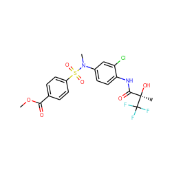 COC(=O)c1ccc(S(=O)(=O)N(C)c2ccc(NC(=O)[C@@](C)(O)C(F)(F)F)c(Cl)c2)cc1 ZINC000040956663