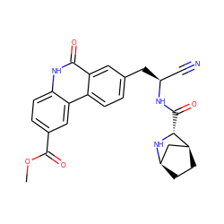 COC(=O)c1ccc2[nH]c(=O)c3cc(C[C@@H](C#N)NC(=O)[C@H]4N[C@@H]5CC[C@H]4C5)ccc3c2c1 ZINC000219325123