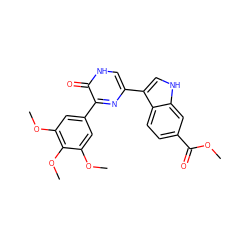 COC(=O)c1ccc2c(-c3c[nH]c(=O)c(-c4cc(OC)c(OC)c(OC)c4)n3)c[nH]c2c1 ZINC000299823414