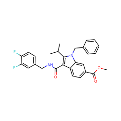 COC(=O)c1ccc2c(C(=O)NCc3ccc(F)c(F)c3)c(C(C)C)n(Cc3ccccc3)c2c1 ZINC000096172211