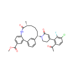 COC(=O)c1ccc2c(c1)-c1cccc(c1)[C@@H](N1CCC(c3c(C(C)=O)ccc(Cl)c3F)=CC1=O)CCC[C@@H](C)C(=O)N2 ZINC000220114432