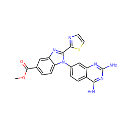 COC(=O)c1ccc2c(c1)nc(-c1nccs1)n2-c1ccc2c(N)nc(N)nc2c1 ZINC000141253705