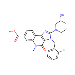 COC(=O)c1ccc2c3nc(N4CCC[C@@H](N)C4)n(Cc4ccccc4Cl)c3c(=O)n(C)c2c1 ZINC000095559613