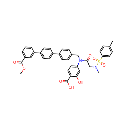 COC(=O)c1cccc(-c2ccc(-c3ccc(CN(C(=O)CN(C)S(=O)(=O)c4ccc(C)cc4)c4ccc(C(=O)O)c(O)c4)cc3)cc2)c1 ZINC000084603608