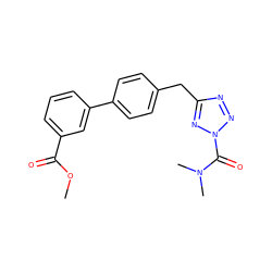 COC(=O)c1cccc(-c2ccc(Cc3nnn(C(=O)N(C)C)n3)cc2)c1 ZINC000096258177