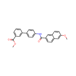 COC(=O)c1cccc(-c2ccc(NC(=O)c3ccc4cc(OC)ccc4c3)cc2)c1 ZINC000073198262