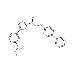 COC(=O)c1cccc(-c2cnc([C@@H](O)CCc3ccc(-c4ccccc4)cc3)o2)n1 ZINC000029135930