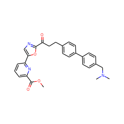 COC(=O)c1cccc(-c2cnc(C(=O)CCc3ccc(-c4ccc(CN(C)C)cc4)cc3)o2)n1 ZINC000029136084