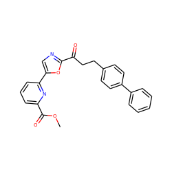 COC(=O)c1cccc(-c2cnc(C(=O)CCc3ccc(-c4ccccc4)cc3)o2)n1 ZINC000029135667