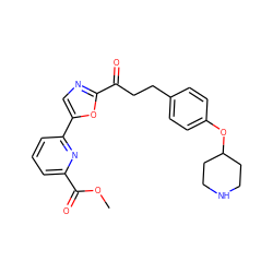 COC(=O)c1cccc(-c2cnc(C(=O)CCc3ccc(OC4CCNCC4)cc3)o2)n1 ZINC000029136014