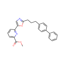 COC(=O)c1cccc(-c2cnc(CCCc3ccc(-c4ccccc4)cc3)o2)n1 ZINC000029135926