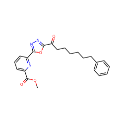 COC(=O)c1cccc(-c2nnc(C(=O)CCCCCCc3ccccc3)o2)n1 ZINC000040875925