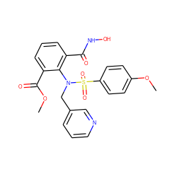 COC(=O)c1cccc(C(=O)NO)c1N(Cc1cccnc1)S(=O)(=O)c1ccc(OC)cc1 ZINC000026403485