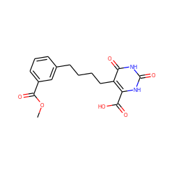 COC(=O)c1cccc(CCCCc2c(C(=O)O)[nH]c(=O)[nH]c2=O)c1 ZINC001772603838