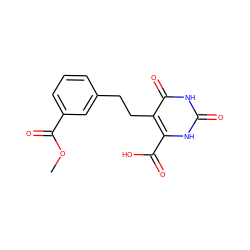 COC(=O)c1cccc(CCc2c(C(=O)O)[nH]c(=O)[nH]c2=O)c1 ZINC000098209570