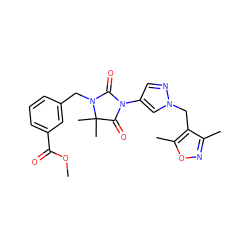 COC(=O)c1cccc(CN2C(=O)N(c3cnn(Cc4c(C)noc4C)c3)C(=O)C2(C)C)c1 ZINC000116673826