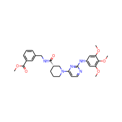 COC(=O)c1cccc(CNC(=O)[C@H]2CCCN(c3ccnc(Nc4cc(OC)c(OC)c(OC)c4)n3)C2)c1 ZINC000072318203