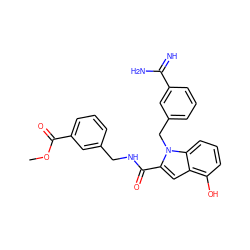 COC(=O)c1cccc(CNC(=O)c2cc3c(O)cccc3n2Cc2cccc(C(=N)N)c2)c1 ZINC000003833792