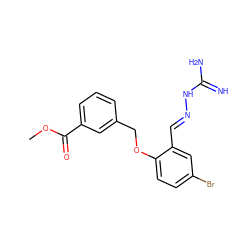 COC(=O)c1cccc(COc2ccc(Br)cc2/C=N/NC(=N)N)c1 ZINC000028888614