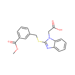 COC(=O)c1cccc(CSc2nc3ccccc3n2CC(=O)O)c1 ZINC000035930716