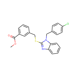 COC(=O)c1cccc(CSc2nc3ccccc3n2Cc2ccc(Cl)cc2)c1 ZINC000026944138