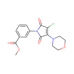 COC(=O)c1cccc(N2C(=O)C(Cl)=C(N3CCOCC3)C2=O)c1 ZINC000000812711