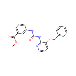 COC(=O)c1cccc(NC(=O)Nc2ncccc2OCc2ccccc2)c1 ZINC000013680210