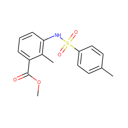 COC(=O)c1cccc(NS(=O)(=O)c2ccc(C)cc2)c1C ZINC000000562770