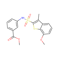 COC(=O)c1cccc(NS(=O)(=O)c2sc3c(OC)cccc3c2C)c1 ZINC000114594140