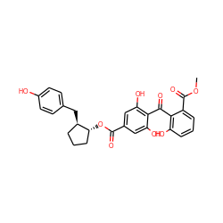 COC(=O)c1cccc(O)c1C(=O)c1c(O)cc(C(=O)O[C@@H]2CCC[C@H]2Cc2ccc(O)cc2)cc1O ZINC000013760685