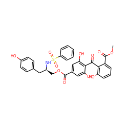 COC(=O)c1cccc(O)c1C(=O)c1c(O)cc(C(=O)OC[C@@H](Cc2ccc(O)cc2)NS(=O)(=O)c2ccccc2)cc1O ZINC000027563020