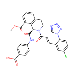 COC(=O)c1cccc2c1[C@H](C(=O)Nc1ccc(C(=O)O)cc1)N(C(=O)/C=C/c1cc(Cl)ccc1-n1cnnn1)CC2 ZINC001772602534