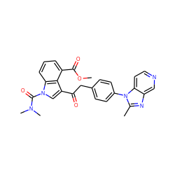 COC(=O)c1cccc2c1c(C(=O)Cc1ccc(-n3c(C)nc4cnccc43)cc1)cn2C(=O)N(C)C ZINC000013776677