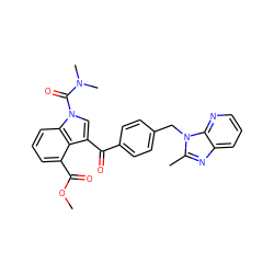 COC(=O)c1cccc2c1c(C(=O)c1ccc(Cn3c(C)nc4cccnc43)cc1)cn2C(=O)N(C)C ZINC000013776684