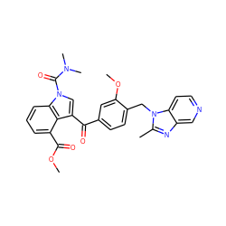 COC(=O)c1cccc2c1c(C(=O)c1ccc(Cn3c(C)nc4cnccc43)c(OC)c1)cn2C(=O)N(C)C ZINC000013776665