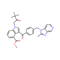 COC(=O)c1cccc2c1c(C(=O)c1ccc(Cn3c(C)nc4cnccc43)cc1)cn2CC(=O)C(C)(C)C ZINC000013776654