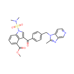 COC(=O)c1cccc2c1c(C(=O)c1ccc(Cn3c(C)nc4cnccc43)cc1)cn2S(=O)(=O)N(C)C ZINC000028009153