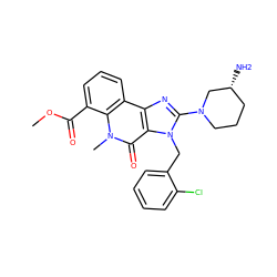 COC(=O)c1cccc2c3nc(N4CCC[C@@H](N)C4)n(Cc4ccccc4Cl)c3c(=O)n(C)c12 ZINC000095562431