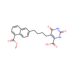 COC(=O)c1cccc2cc(CCCCc3c(C(=O)O)[nH]c(=O)[nH]c3=O)ccc12 ZINC000098209572