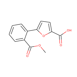 COC(=O)c1ccccc1-c1ccc(C(=O)O)o1 ZINC000026479958
