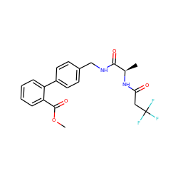 COC(=O)c1ccccc1-c1ccc(CNC(=O)[C@@H](C)NC(=O)CC(F)(F)F)cc1 ZINC000013681584