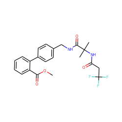 COC(=O)c1ccccc1-c1ccc(CNC(=O)C(C)(C)NC(=O)CC(F)(F)F)cc1 ZINC000013681579